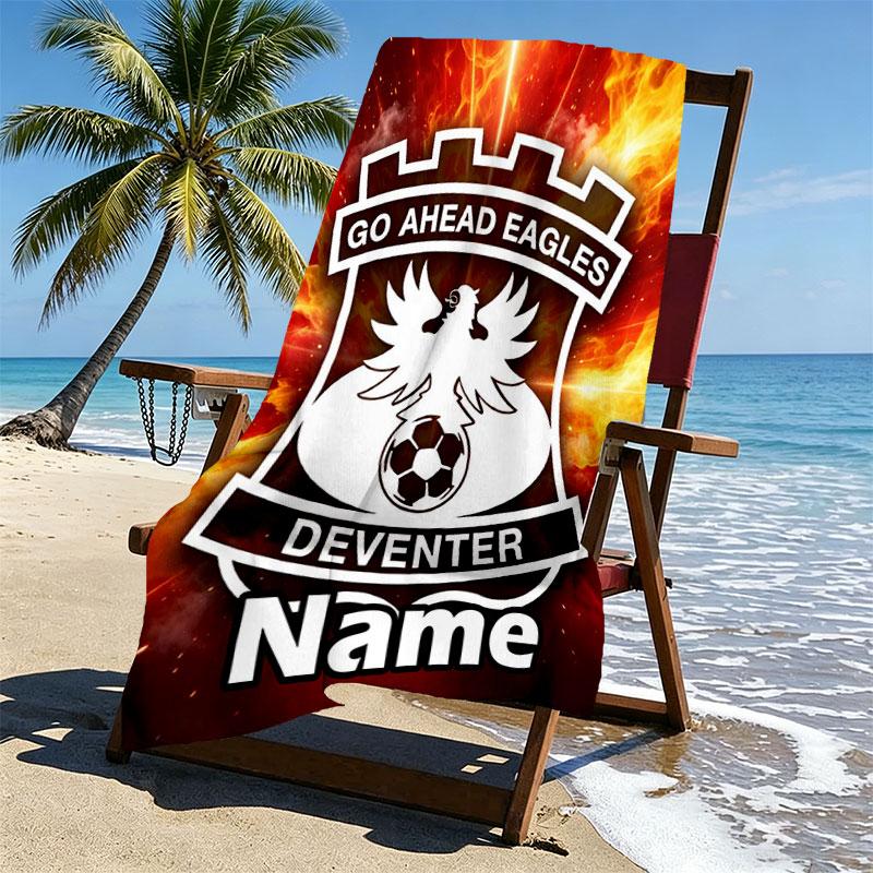 Personalisierbares Strandtuch mit Aufdruck der Go Ahead Eagles und individuellem Namen, für Reise, Camping, Strandparty, Heimdekoration, Geburtstagsgeschenk für Familie & Freunde