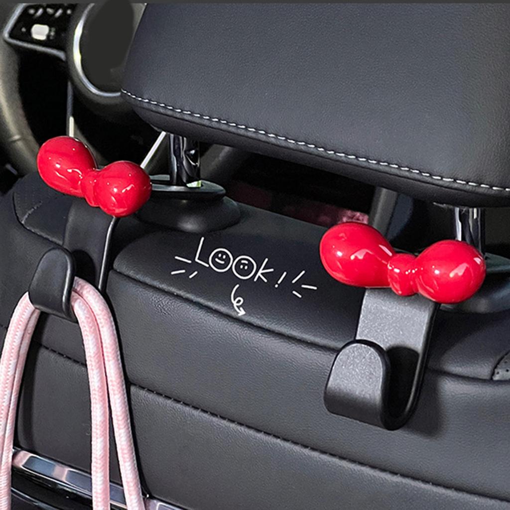 Pack of 2 Practical Multipurpose Rear Seat Car Hook Bowknot Design Easy Install for Storage Organizer and Decoration