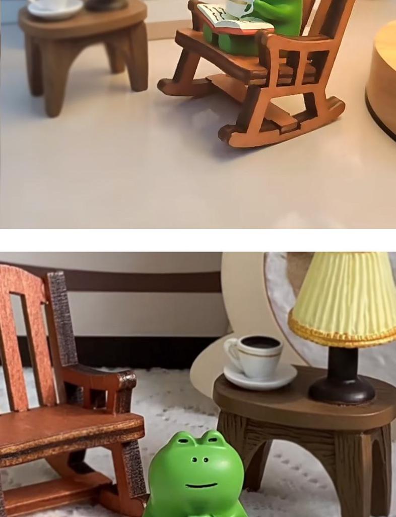 Handmade Cute Frog Rocking Chair Ornament - Healing Resin Craft for Desktop or Car Decor