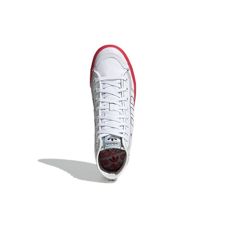 Adidas Originals Nizza Hi Rf High-Top Skate Shoes Unisex Skate Shoes White Red GX2708