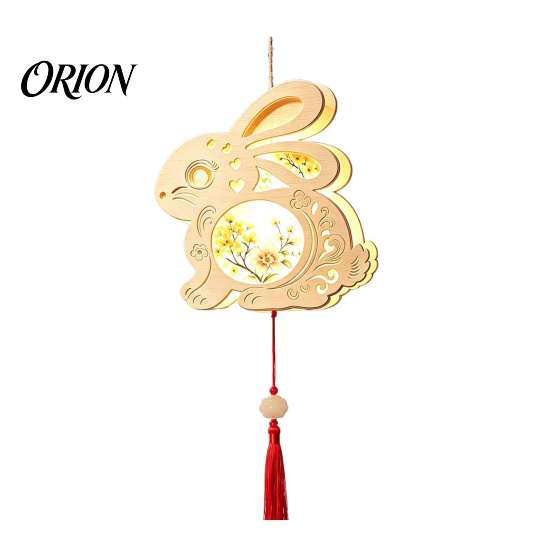 Handgefertigtes Papierlaternen-Bastel-DIY-Kit im chinesischen antiken Stil, handgehalten beleuchtbar mit LED-Lichterkette & traditionellem Quasten-Dekor, Hase Schmetterling Lotus