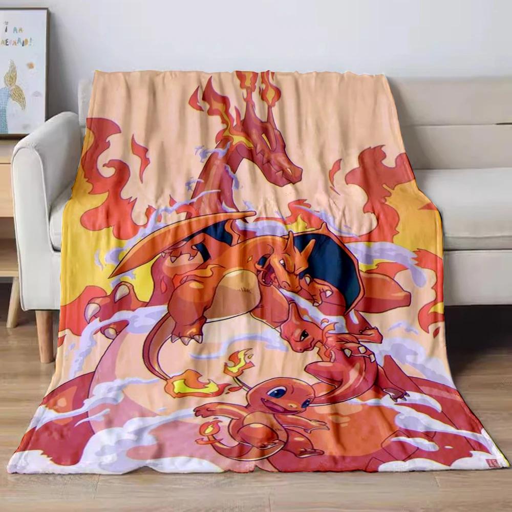 31 Style Anime Pokémon Charizard Cartoon Flannel Blanket for Sofa Home Sofa Student Blankets Children Student Nap Girl Kids Gift
