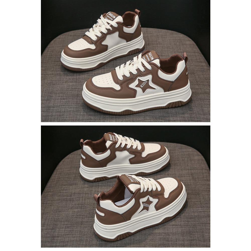 Soft Leather Women's Board Shoes Thick Soled Flat Bottomed Casual Single Shoes