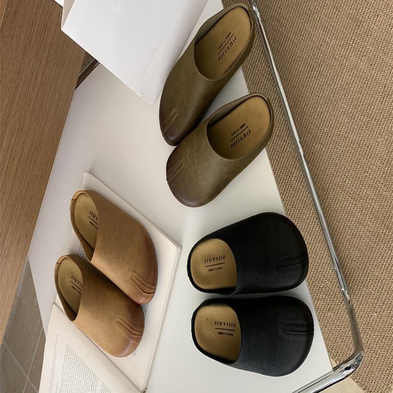 Retro Mori gentle pig's trotters Boken shoes women's outer wear 2025 spring and summer thick-soled ugly cute one-pedal bag head half slippers