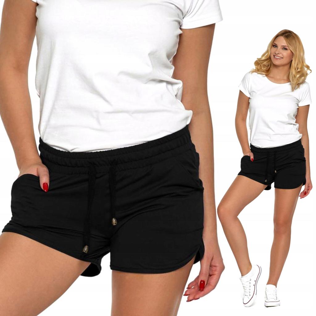 Women's Shorts Comfortable Stylish Elastic Waist with Tie MORAJ 3XL BLACK