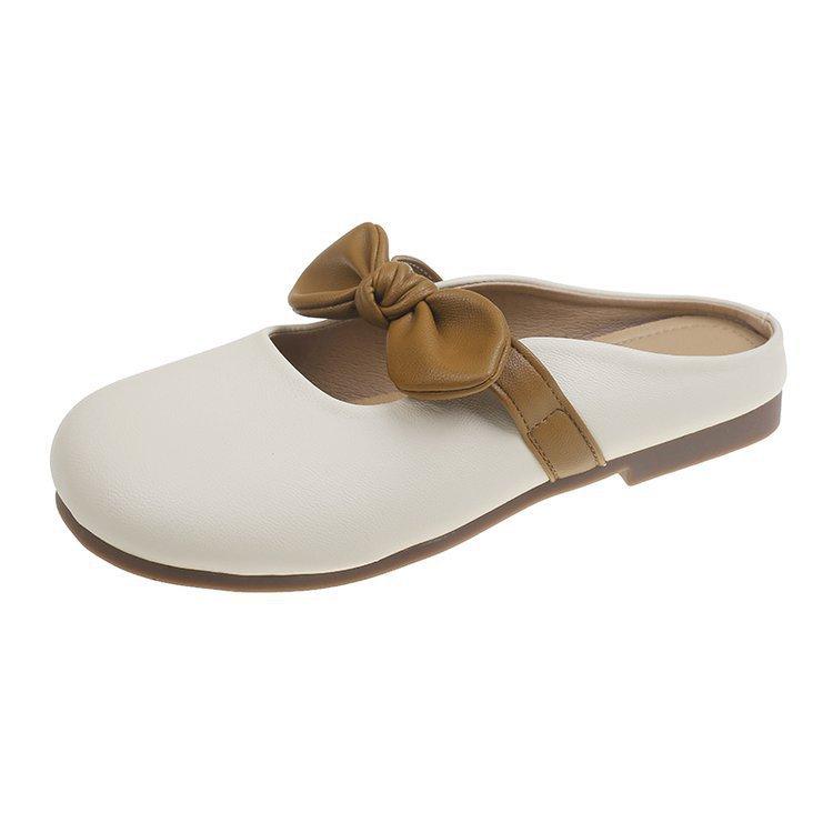Baotou slippers women's outer wear spring 2025 new French gentle bow one pedal lazy half slippers