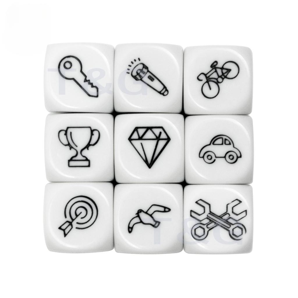 D6 Dice Collection Telling Story Cube High Quality Acrylic 6 Sided Dice Funny Engraved Patterns for Children Education Toys and Games