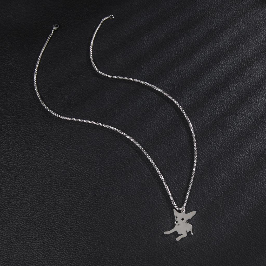 Korean Style Stainless Steel Zodiac Dog Pendant Necklace