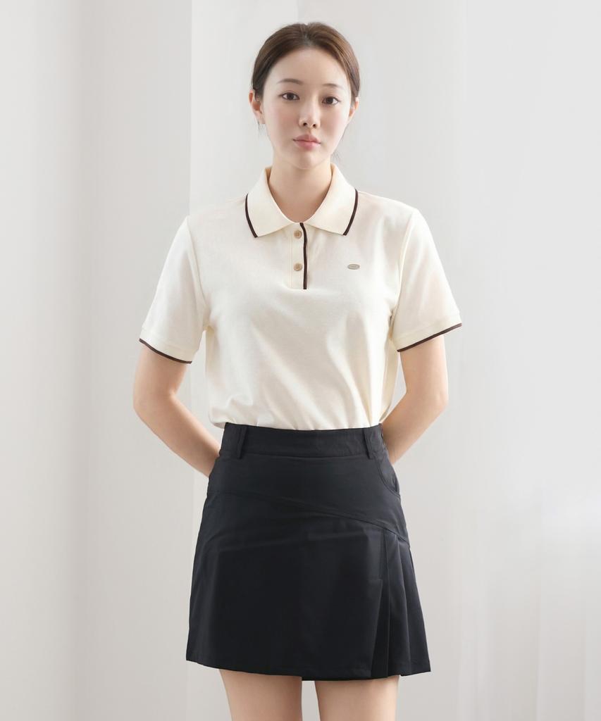 Keulleiseu Upf30 Certified Pk Short Sleeve T-Shirt With Collar Line Point_Black Line Collar