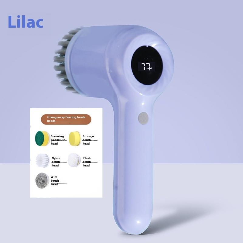 

Электрическая вращающаяся щетка для чистки ZEXEF с 5 насадками, электрическая щетка для чистки кухонной плитки, ванны фиолетовый