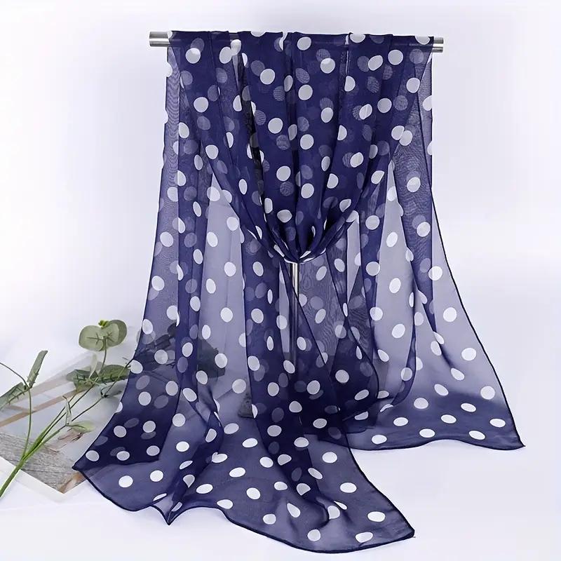 Four Seasons Thin Soft Chiffon Women Polka Dots Silky Georgette Scarf Shawls Long Wraps Beach Sunscreen Shawl