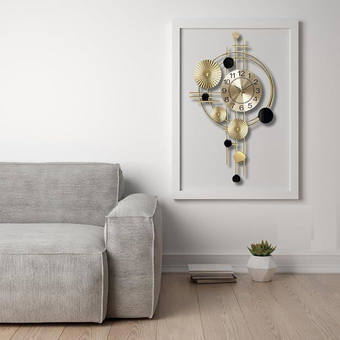 Metal Wall Clock for Living Room, Silent Sweep Machine, Luxury Metal Hanging Wall Art Clock, Ideal Home Decor Items