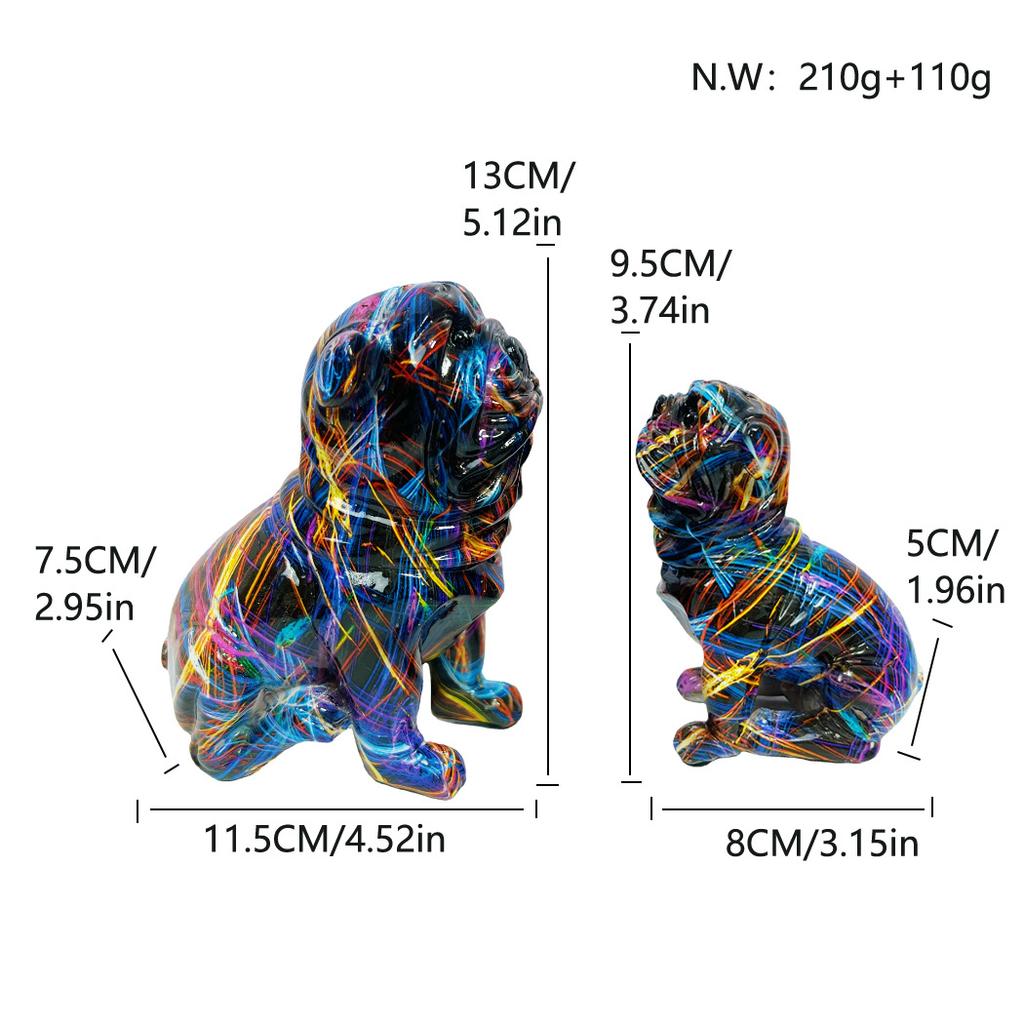 Colorful Sitting Top Posture Set of Two-eagle Dog Resin Crafts Home Use Living Room Decoration Porch Space-saving Ornaments