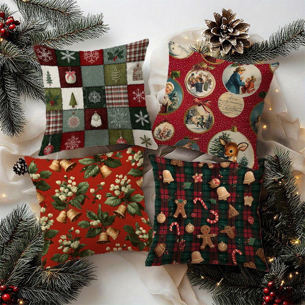 Festive-Patterned Christmas PillowcasesSuitable for sofa car bedroom decorative cushion cover pillow cover