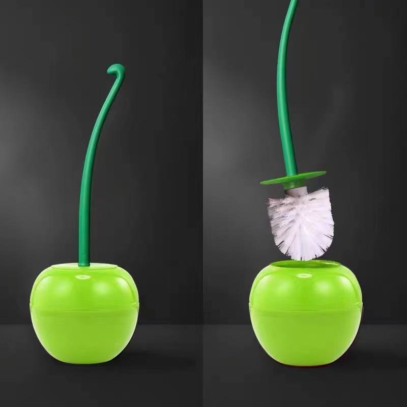 Long-Handle Soft Bristle Toilet Brush Set - Cherry Creative Cleaning Essentials