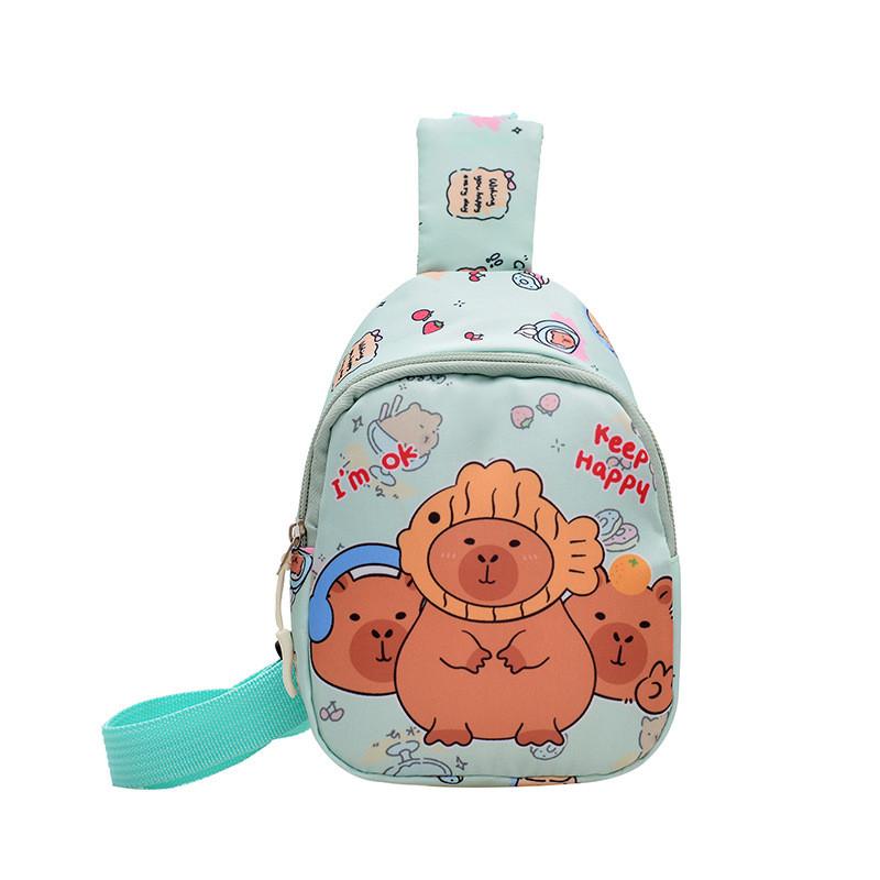 Capybara Cute Cartoon Children Shoulder Bag Durable Polyester Lining Activities