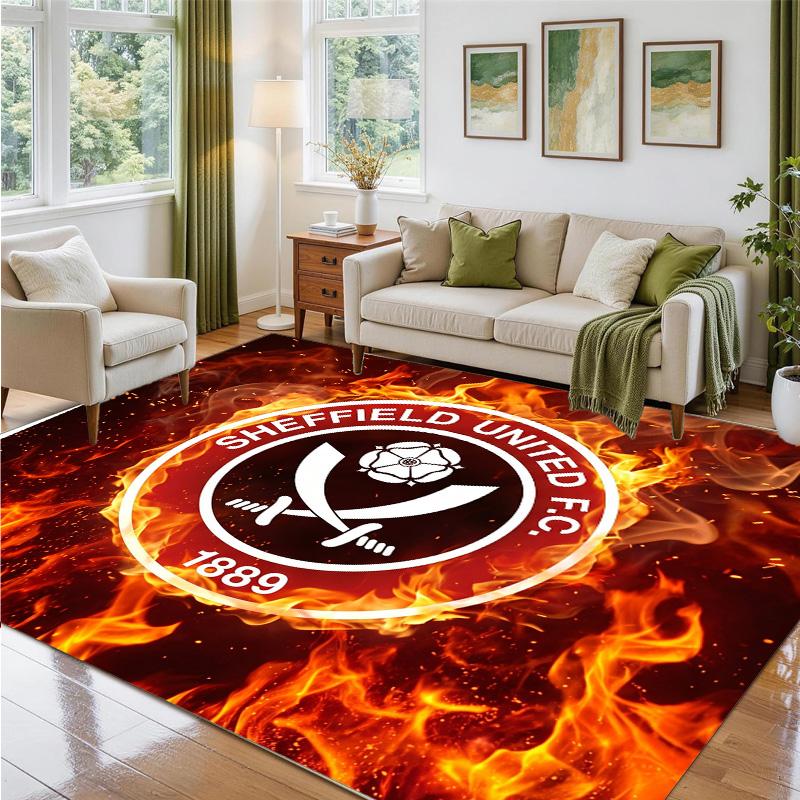 Sheffield United Football Design Crystal Velvet Rug Soft Decorative Mat for Bedroom Entrance
