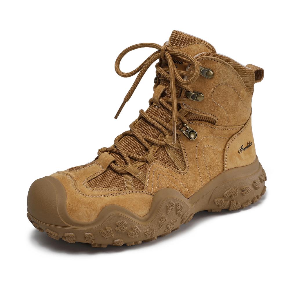 Travel hiking boots women's genuine leather shoes short boots British style wear-resistant hiking leather boots summer Martin boots women