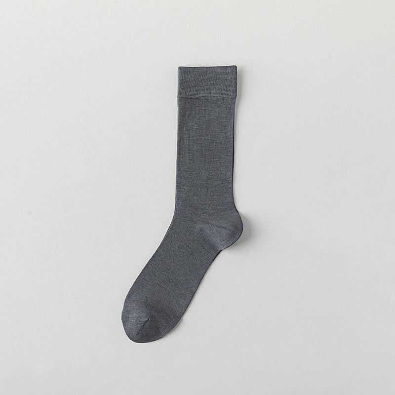 Mulberry Silk Men's Summer Thin Mid-calf Socks 10A Antibacterial Cool White Boneless Summer Anti-odor Long Socks