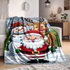 1Pc Christmas Santa Claus Reindeer Flannel Blanket, Soft And Comfortable, Casual Warm, Camping Travel, Christmas, Halloween Xmas Gift. G1121