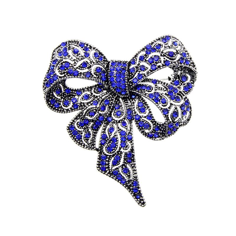 Rhinestone High -End Bow Brooch Fashion Retro Corsage Winter Clothing Accessories Women