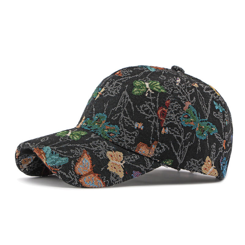 Unisex Butterfly Print Baseball Cap Adjustable Cotton Sun Hat for Men Women Outdoor Sports