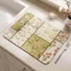 Heat Resistant Kitchen Drain Mat Floral Print Absorbent Mat Coffee Machine Mat  Sink Area