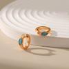 French 18k Gold Plated Blue Natural Turquoise Geometric Fashion Earrings For Women