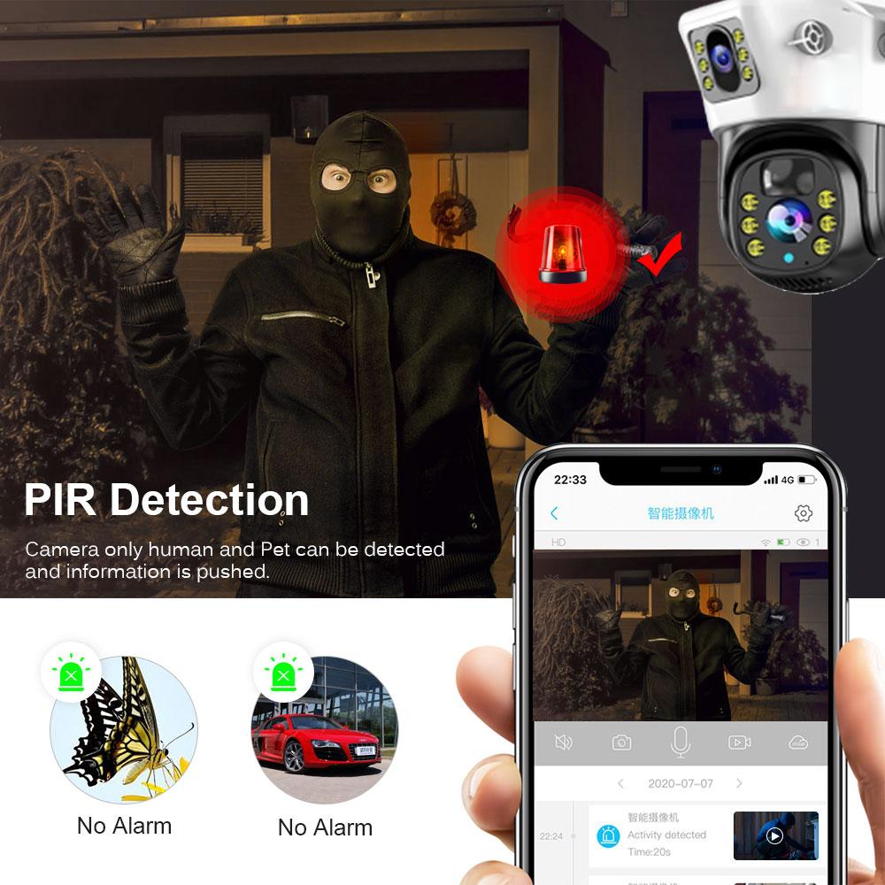 Outdoor Waterproof 4G/WIFI Solar Security CCTV, HD Night Vision Dual Cameras with PIR Human Detection