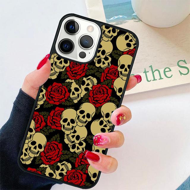 Skull With Roses Coque Shell For iPhone 17 Air 15 16 14 13 12 Pro Max 11 Pro Max Plus Phone Case Cover