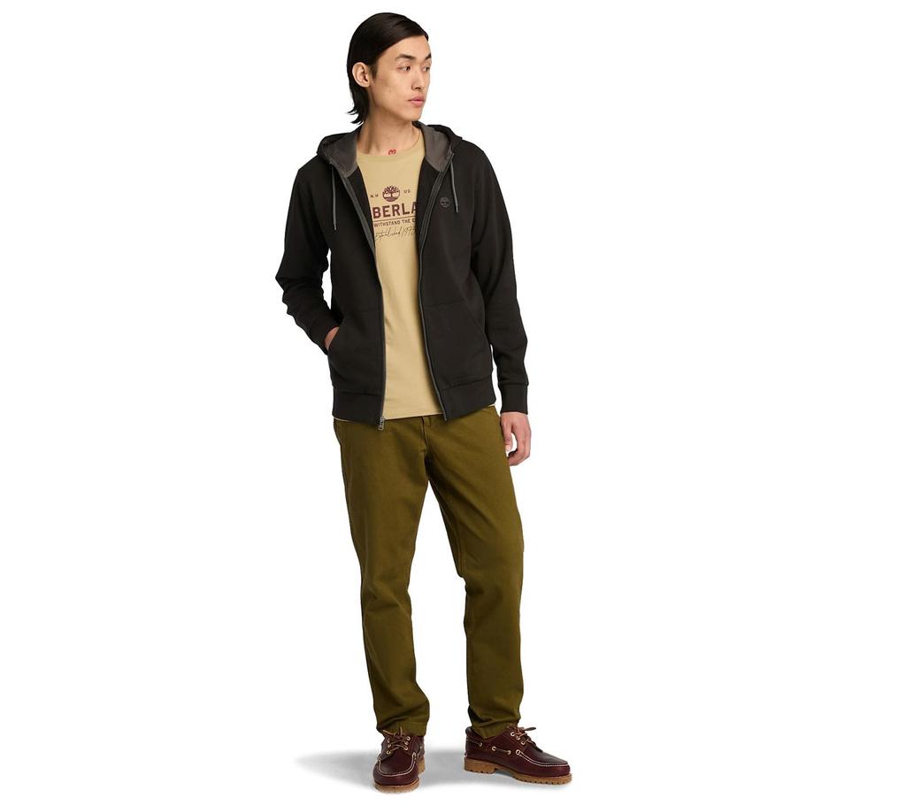 Timberland Oyster River Brushed Back Zip Hoodie - Men's Jacket with Hood Black TB0A2GCJ-X65 ORIGINAL