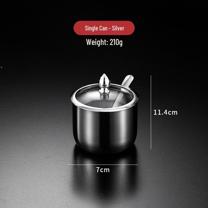 Luxury Korean 304 Stainless Steel Spice Jars: Salt & Oil Jar with Spoon, Gold Accent