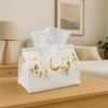 1pc Modern Artistic Tissue Box Lantern with Crescent Print, Durable Fabric Decorative Storage for Kitchen, Living Room, Bedroom, Or- Multi-Functional 