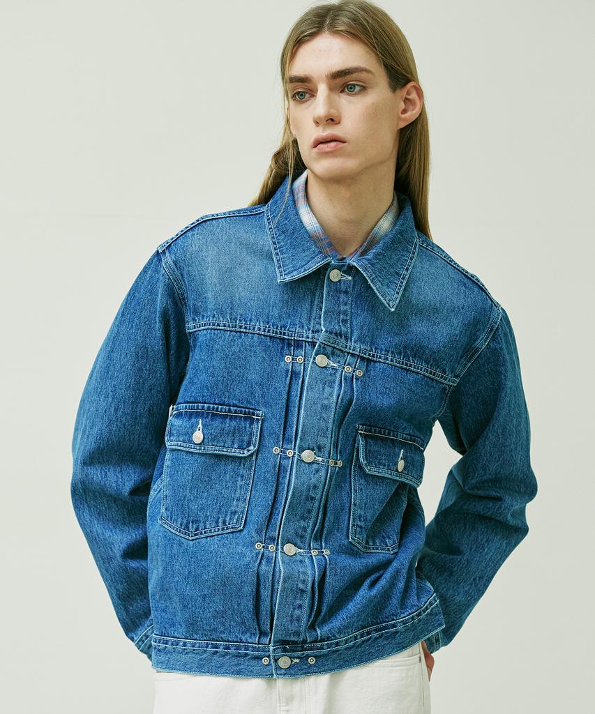 Knd Rivet 2Nd Type Washed Denim Trucker Jacket Blue