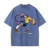 Beast Football Anime Aufdruck T-Shirt Herren Damen Kleidung Vintage Gewaschen Übergroßes T-Shirt Sommer Kurzarm Oberteile