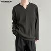 Autumn Men Round Neck Long Sleeve Casual Texture Tops Pullovers