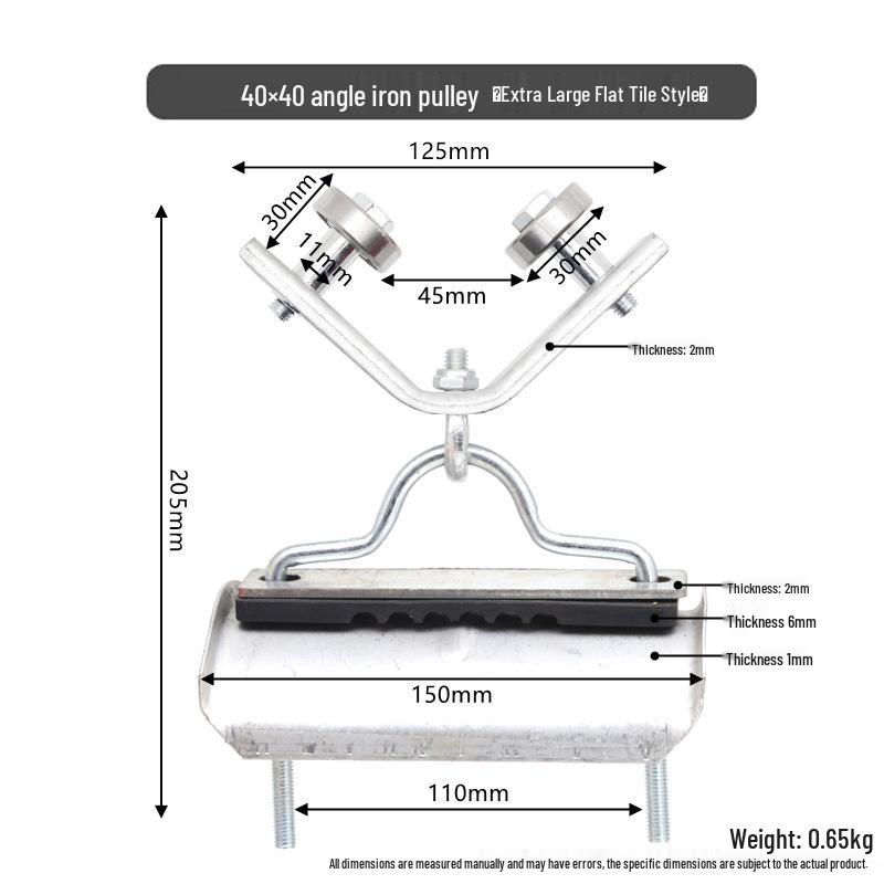 Poulie en fer d'angle pour arrosage de serre avec roulement à œillet et chariot à roues