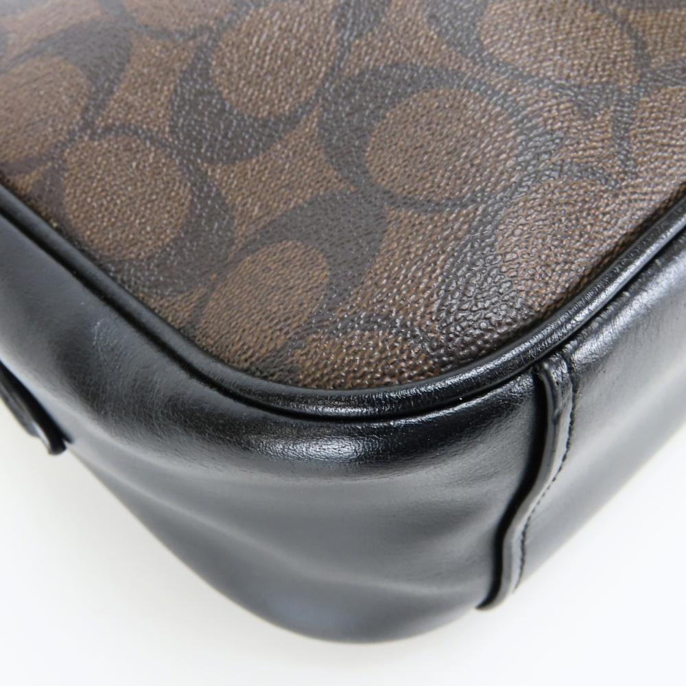 Gebrauchte COACH Umhängetasche Signature F68168 PVC/Leder Dunkelbraun Schwarz Tägliche Nutzung