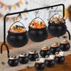 Halloween Candy Bucket Jar Trick Or Treat Black Plastic Cauldron Witch Bowls with Handle Halloween Party Decorations Props
