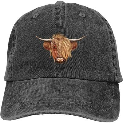 Scottish Hairy Highland Cow Hats for Men Women Vintage Baseball Cap Beach Dad Sun Hat Black Denim Cotton Caps