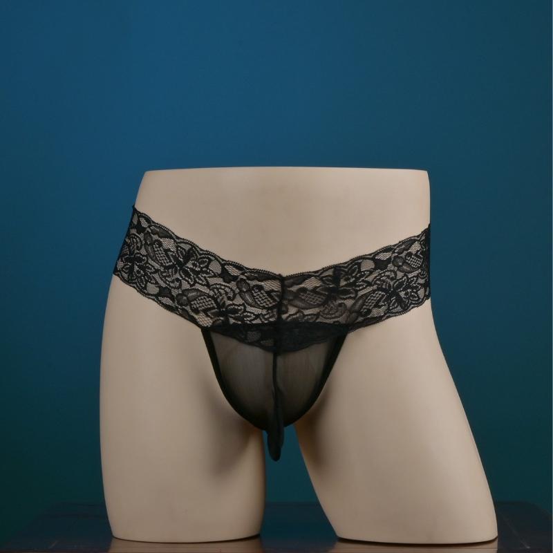 Mutandine Sexy da Uomo Lingerie Sexy Ultra-Sottile in Pizzo Slip a Vita Bassa T-Back Trasparenti Lingerie Sissy per Uomo Perizoma G-String