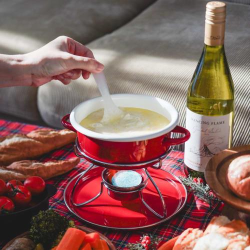 PEARL METAL Belmani Enamel Mini Fondue Pot Set, Red, H-3130
