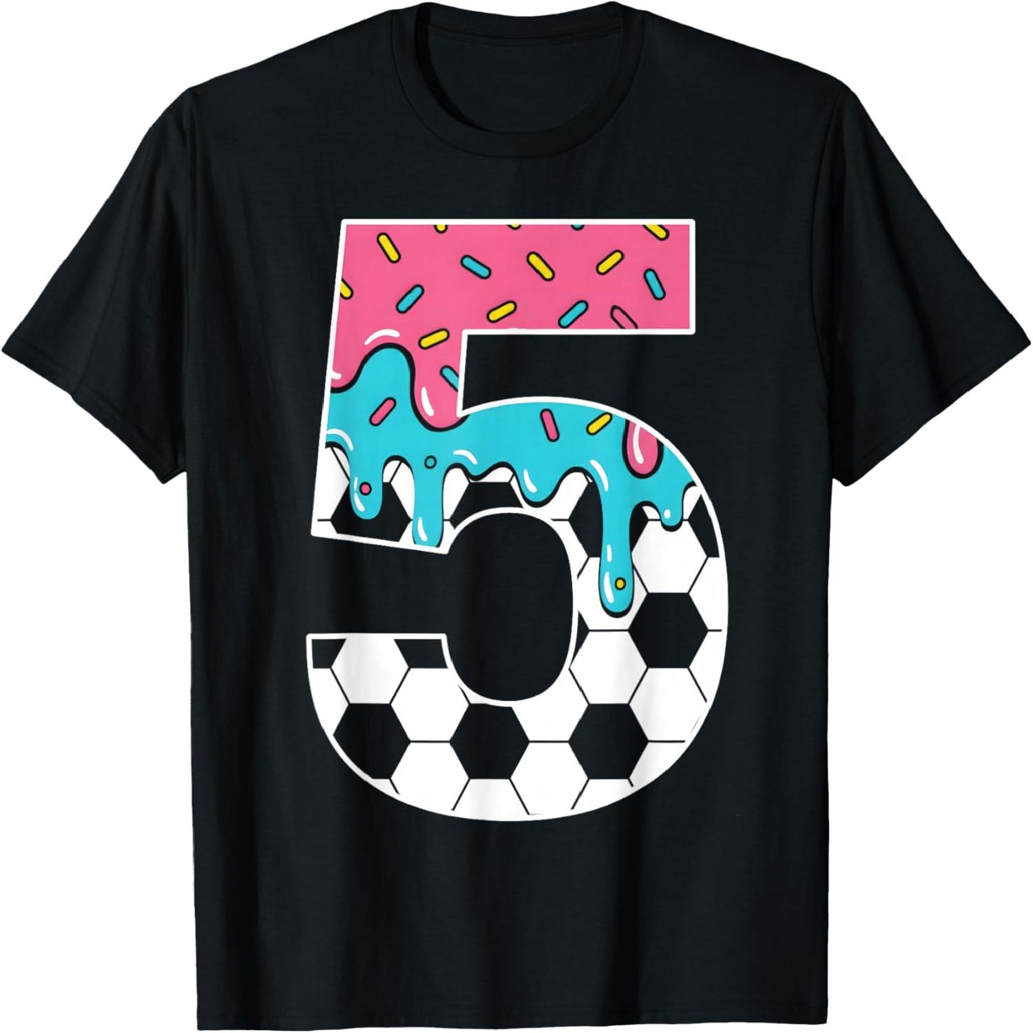 Soccer 5 Year Old Ice Cream Drip Youth 5th Birthday Boy 5 T-Shirt S разноцветный