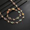New Trendy Colorful Rhinestone Star Chain Necklace Bracelet Set for Men Vintage Punk Adjustable Jewelry Set Accessories New