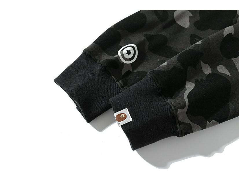 Camouflage Shark Tiger Head Double Hoodie Men's Winter Plush Zipper Jacket