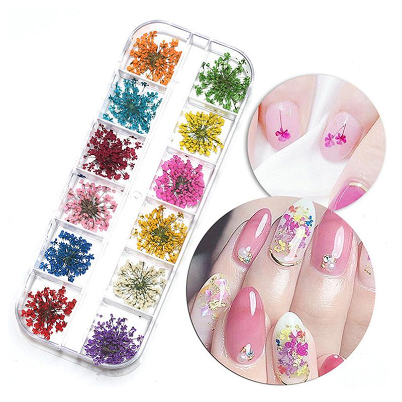 Flower Nail Art Decoration Real Mini Dried Blossom Natural Floral Stickers Nail Charms Diy Manicure Nails Accessories Home Salon