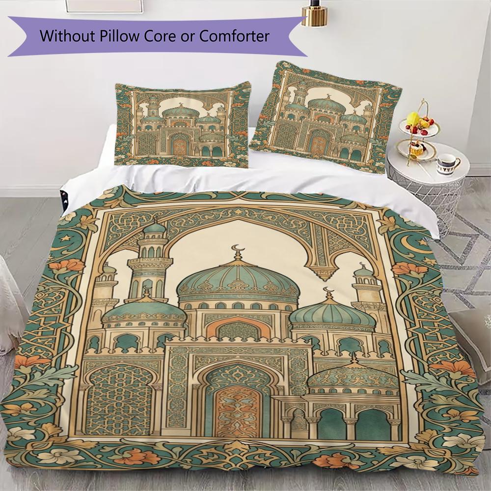 Muslim Pattern Bedding uilt Set uilt Cover Pillowcase Home Decoration Birthday Gift (1 * duvet cover + 2 * pillowcase  without core)125