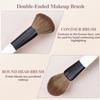 2 In 1 Professional Double Ended Makeup Brush Large Conical Head And Handle For Foundation Concealer Setting Travel Make Up Tool