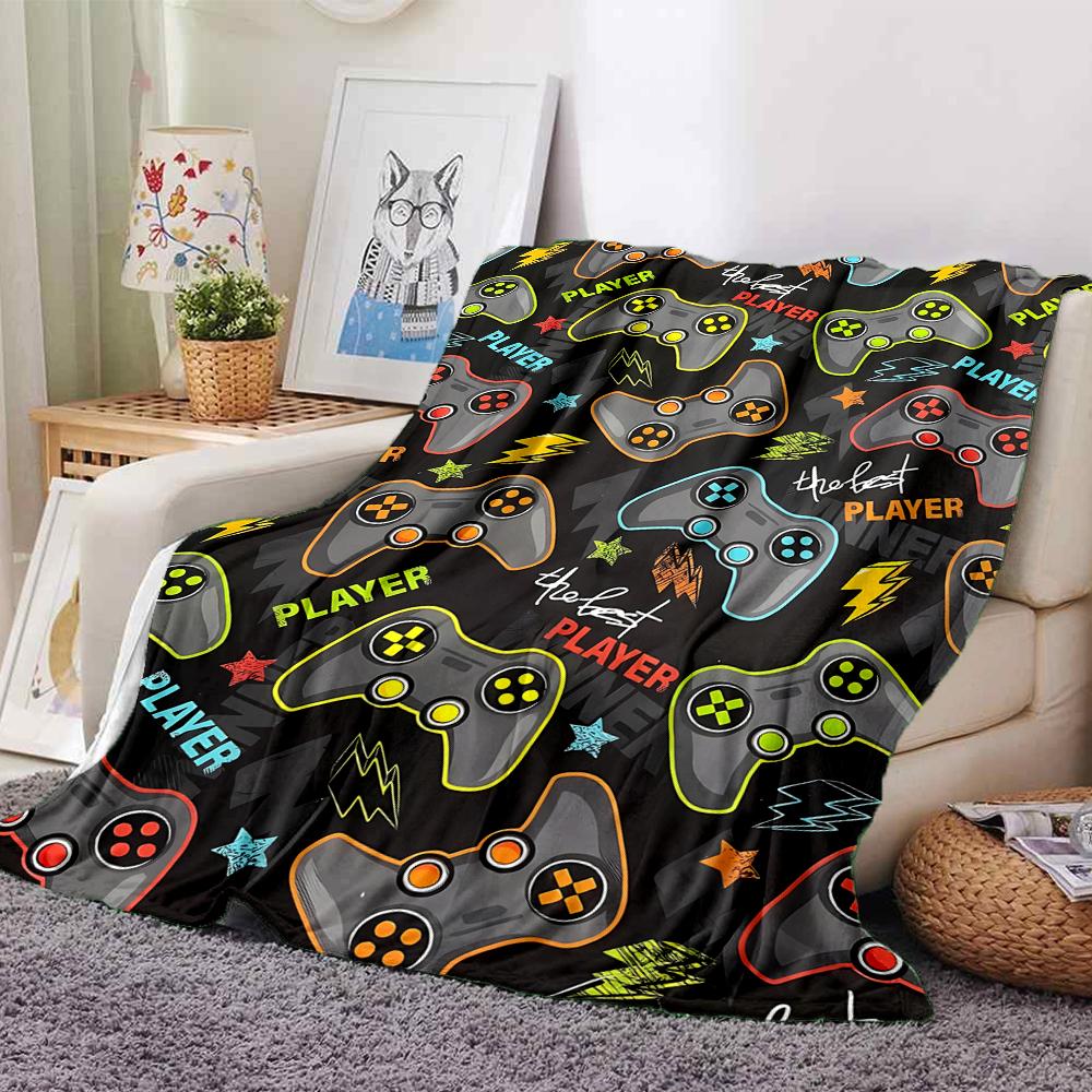 Game Controller Theme Printed Blanket - Perfect for Couch, Bed, Travel & Outdoor Use | Machine Washable, Cozy & Durable.