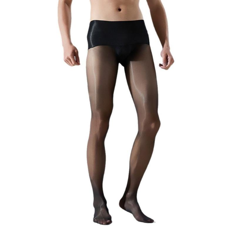 New Aurora Stockings  Ultra-Thin Transparent Sexy Black Silk 360 Seamless Horse Oil High Waist Glossy Men's Pantyhose